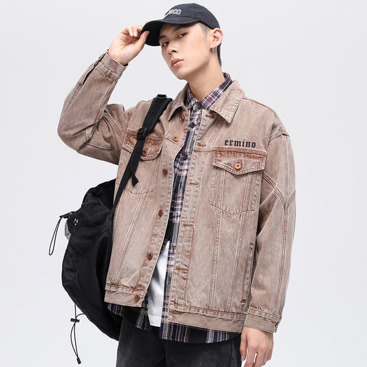 Chaqueta Vaquera Vintage con Detalles Cruzados para Hombre