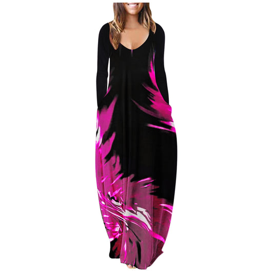 Vestido Largo Estampado Talla Grande con Mangas Largas - Image 3