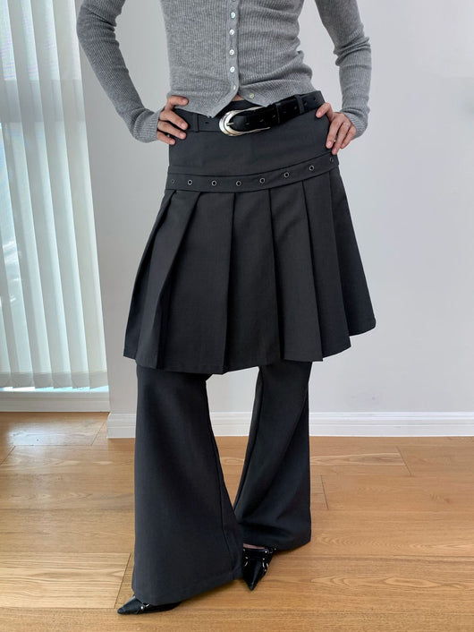 Pantalón Casual Coreano Falsa Dos Piezas con Diseño de Peto - Image 15