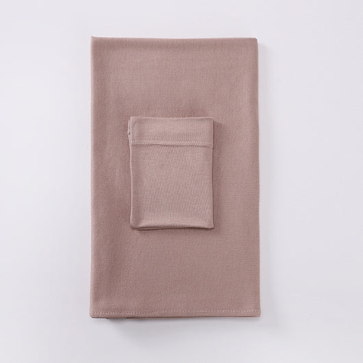 Black minimalist modal bottom hat integrated scarf, folded neatly on a white background. - Image 14