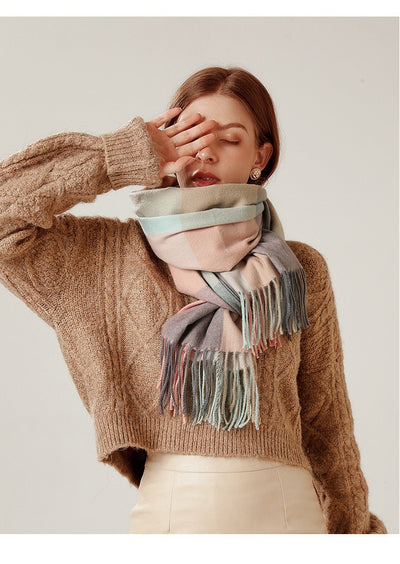 Bufanda Chal de Cashmere con Borlas - Abrigo Escocés Largo para Invierno - Image 30