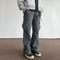 Pantalones Cargo Sueltos Deslavados con Múltiples Bolsillos Estilo Retro
