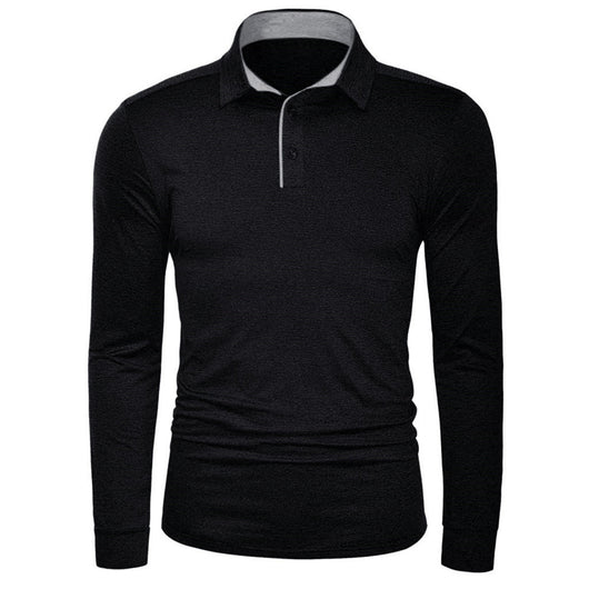 Camiseta Manga Larga Cuello Solapa Hombre - Colores Sólidos - Image 12