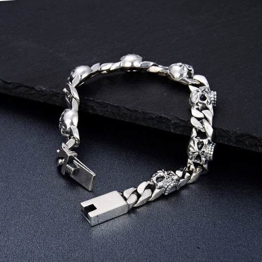 Pulsera Calavera Plata Esterlina para Hombre - Estilo Coreano Hip Hop Punk - Image 5