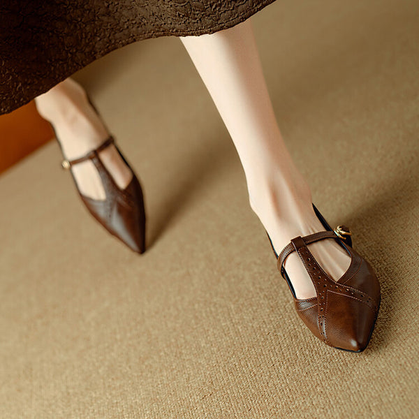 Zapatos Planos Puntiagudos Marrón - Cómodos y Versátiles para Diario