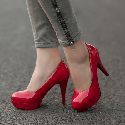 Tacones Altos Impermeables de Charol para Mujer - Image 8