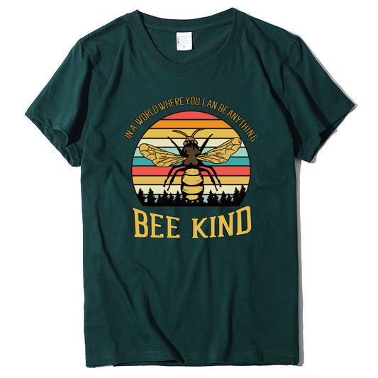 Camiseta Suelta Estampado Abeja con Letras - Diseño Moderno y Cómodo