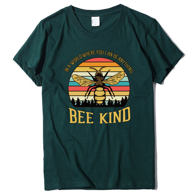 Camiseta Suelta Estampado Abeja con Letras - Diseño Moderno y Cómodo