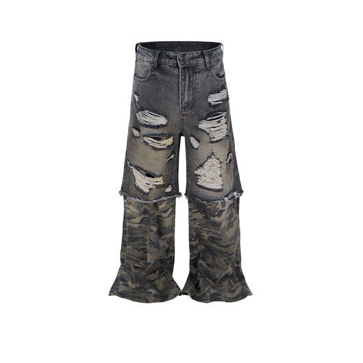 Jeans Rotos Pierna Ancha con Costuras de Camuflaje - Image 4