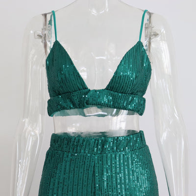 Conjunto de 3 Piezas: Chaleco Lentejuelas Escote V, Blusa Manga Larga y Pantalón Recto - Image 16