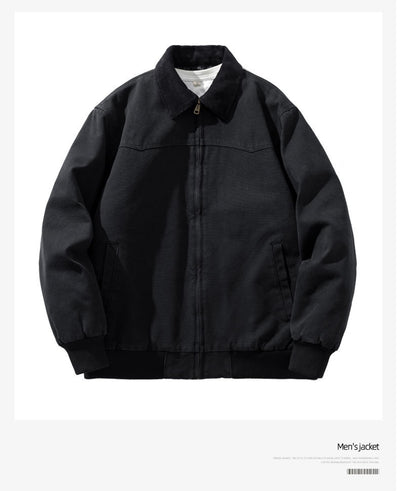 Chaqueta Vintage Americana para Hombre con Cuello Solapa y Tela Gruesa Desgastada - Image 11