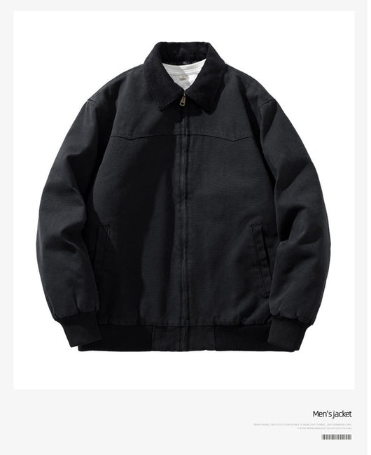 Chaqueta Vintage Americana para Hombre con Cuello Solapa y Tela Gruesa Desgastada - Image 11
