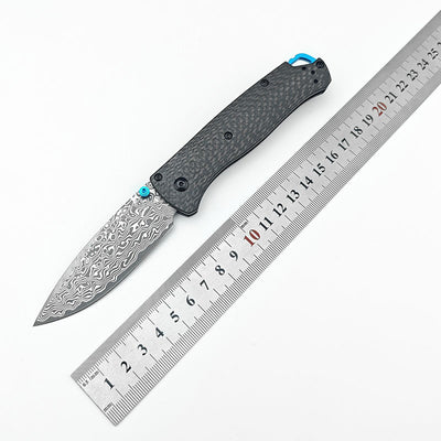 Cuchillo Portátil Butterfly BM535 Damasco con Funda de Cuero - Image 3