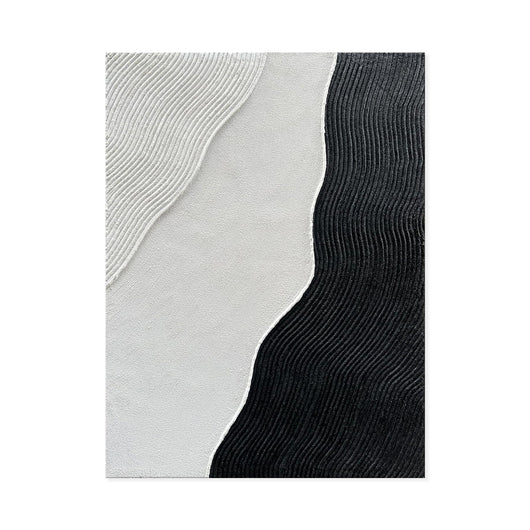 Cuadro Abstracto Minimalista en Blanco y Negro - Pintura al Óleo Texturizada Tamaño Grande - Image 3