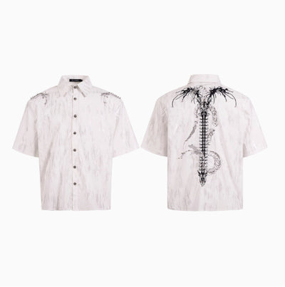 Camisa Blanca Manga Corta para Hombre con Hombreras Serpiente y Detalles Dorados - Image 14