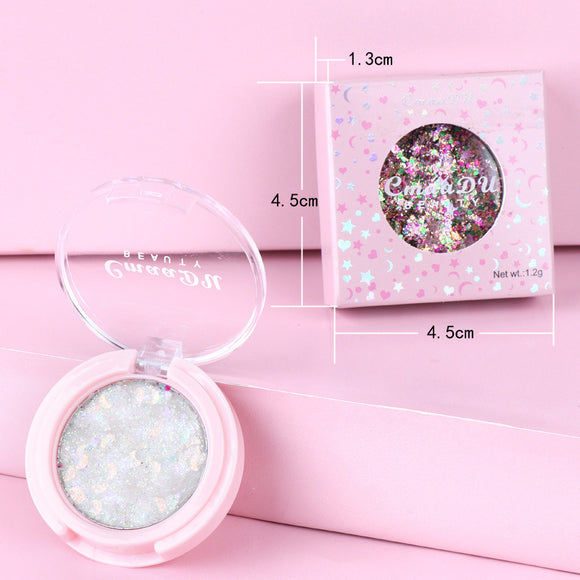 Sombra de Ojos con Purpurina Monocromática y Lentejuelas