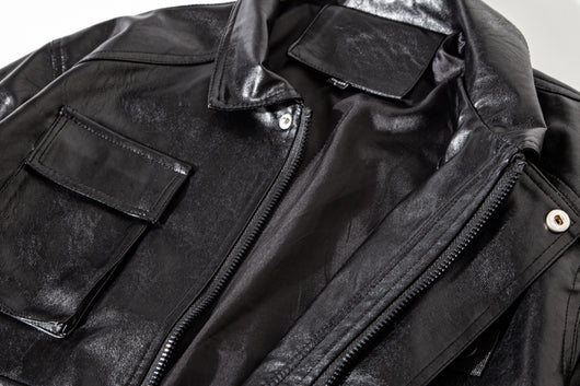 Chaqueta de Cuero para Motociclista Hombre - Diseño Moderno y Holgado - Image 11