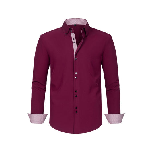 Camisa Hombre Estiramiento Cuádruple con Lunares y Bloques de Color - Image 5