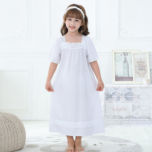 Vestido Blanco de Algodón para Niña con Bordado Computarizado - Image 8