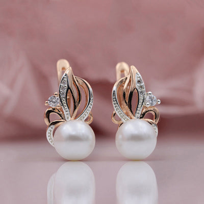 Aretes Perla Concha Rosa Dorado Llama - Image 6