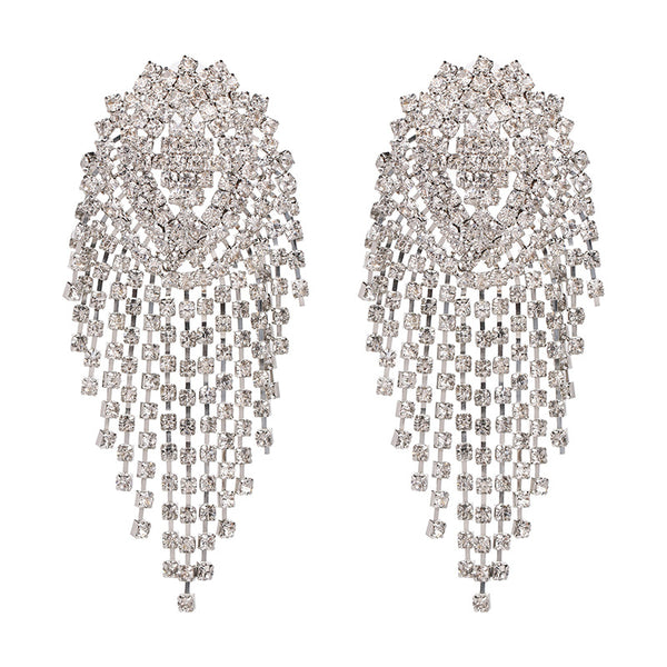 Aretes Nupciales Largos con Cristales Brillantes - Image 4