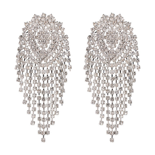 Aretes Nupciales Largos con Cristales Brillantes - Image 4