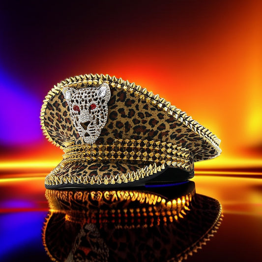 Gorra de Leopardo con Remaches Punk Hip Hop Estilo Urbano