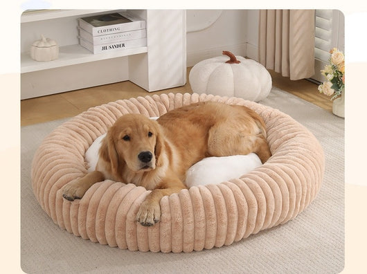 Cama Acolchada Redonda para Mascotas con Diseño de Rayas - Image 24