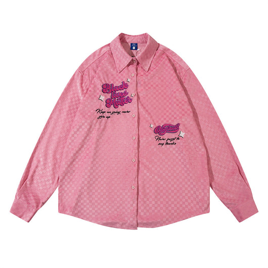 Abrigo Camisa Cuadros Escoceses con Letras Bordadas - Image 26