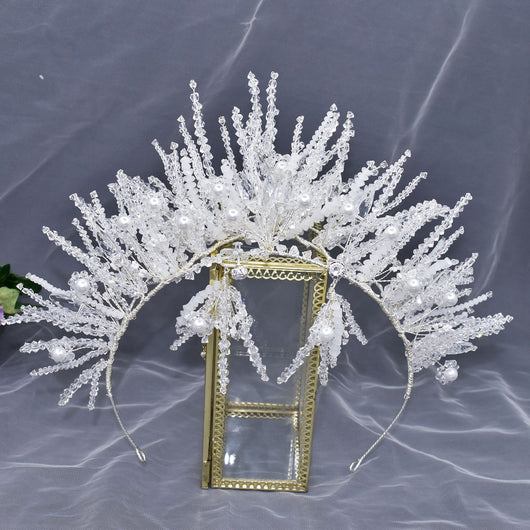 Corona de Perlas Cristal Hecha a Mano para Novia - Image 5