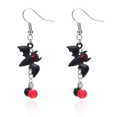 Aretes Asimétricos Halloween Telaraña, Murciélago y Fantasma - Estilo Gótico