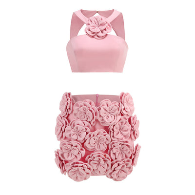 Blusa de Traje Elegante con Falda Floral Decorativa - Image 17