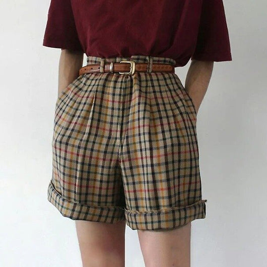 Shorts Cuadros Cintura Alta Talla Grande Sueltos y Frescos - Image 4