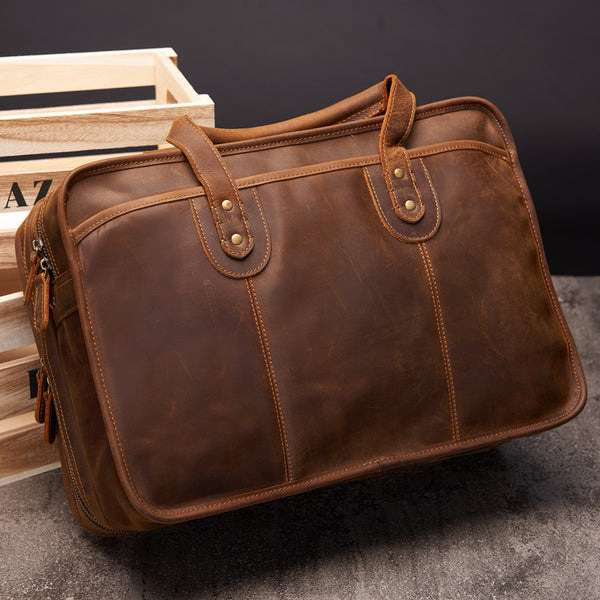 Maletín Ejecutivo de Cuero Crazy Horse Vintage - Gran Capacidad para Hombre