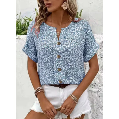 Camiseta Mujer Escote V Manga Corta Estampado Jacquard - Image 6