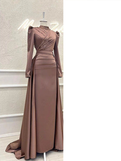 Vestido Islámico Elegante de Manga Larga con Cuello Mao Desmontable - Image 7