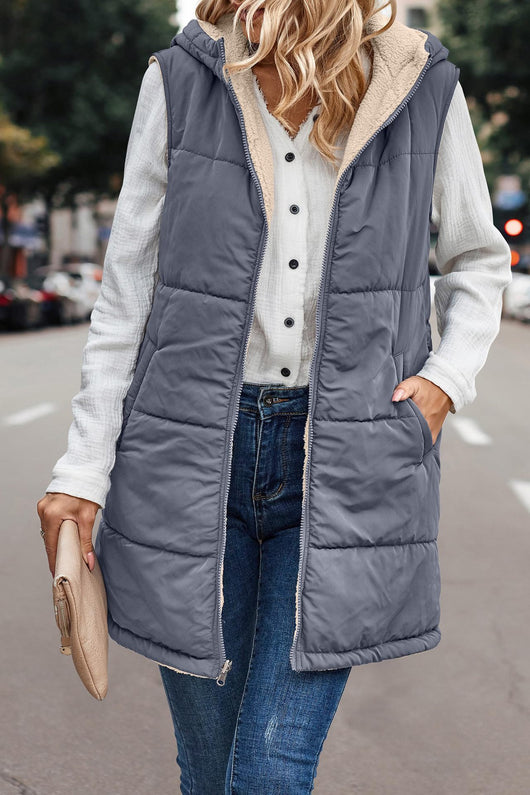 Chaleco Cardigan Reversible Slim Fit Elegante con Capucha - Image 13