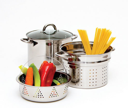 Colador de Espagueti Multifuncional 24cm - Olla Vaporizadora de Acero Inoxidable 8QT - Image 4