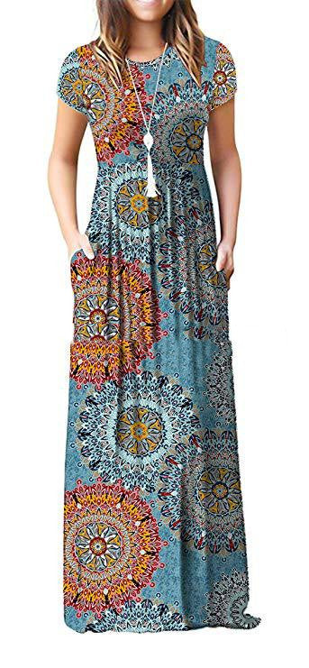 Vestido Largo Suelto Estampado Manga Corta Cuello Redondo para Mujer - Image 23