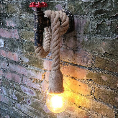 Lámpara Colgante Estilo Rústico Americano con Cuerda de Cáñamo e Hierro - Image 2