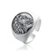 Sterling Plateado Zeus Coin Personality All-Match Ring Blanco Dorado Color Male Tamaño Adjustable Opening