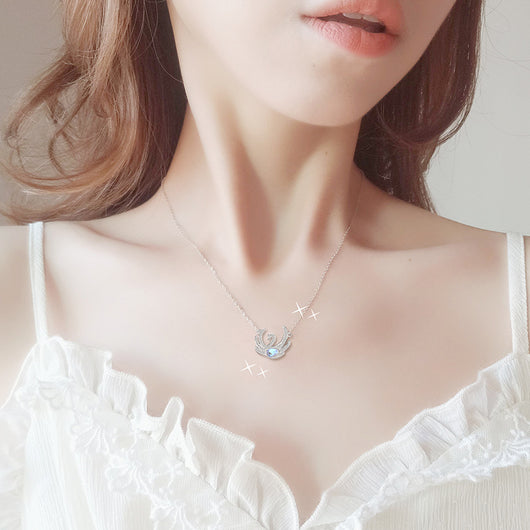 Collar Cisne Plata 925 Cadena Clavícula con Pluma - Image 3