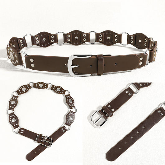 Cinturón Vintage Unisex con Hebilla de Metal Remachado - Estilo Punk Hip Hop - Image 33
