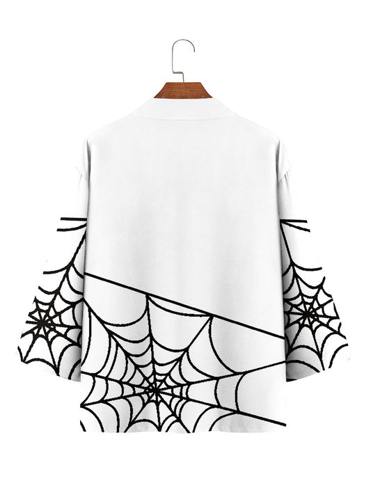 Bata Cardigan Tres Cuartos con Diseño de Telaraña para Hombre - Image 2