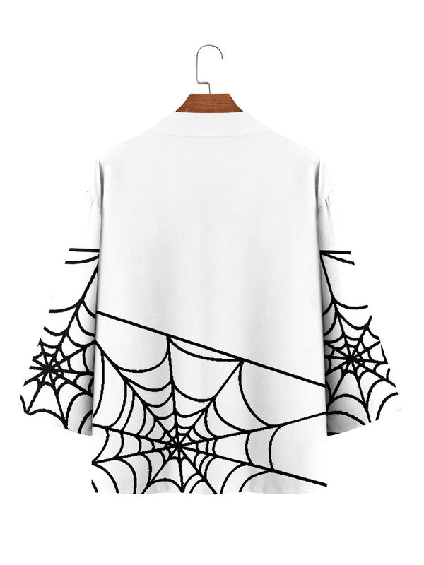 Bata Cardigan Tres Cuartos con Diseño de Telaraña para Hombre