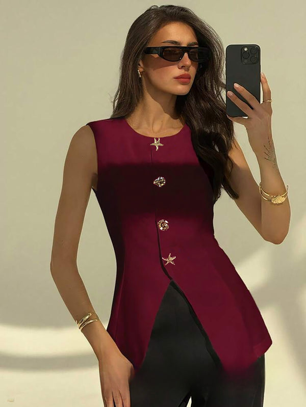 Chaleco Mujer Sin Mangas Ajustable con Botones