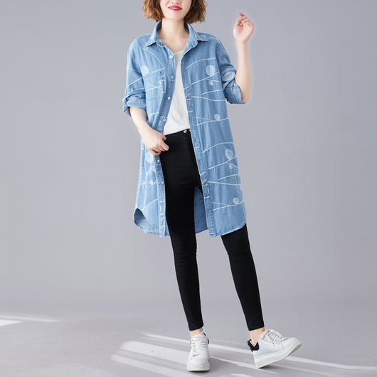 Chaqueta Denim Oversize con Bordados Artísticos Retro - Image 3