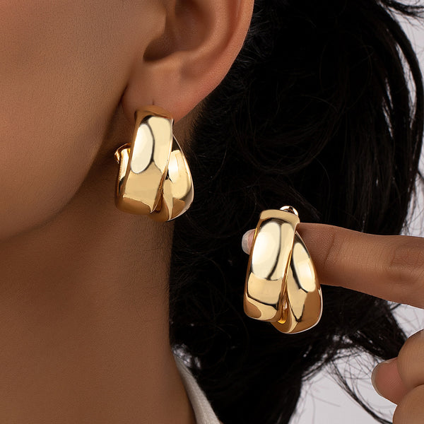 Aretes Redondos de Diseño Contemporáneo Europa América - Estilo Personalizado