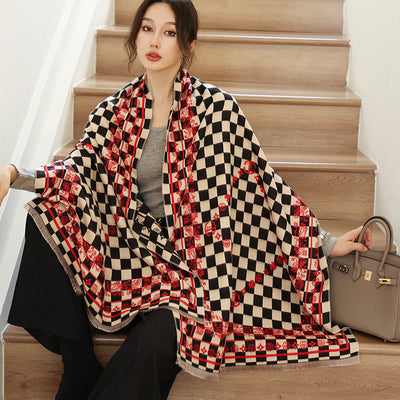 Bufanda de Cachemira Elegante Estilo Nacional Reversible Jacquard Doble Cara - Image 8