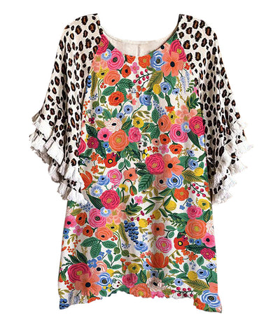 Blusa Suelta Cuello Redondo con Volantes de Encaje y Bloques de Color para Mujer - Image 25